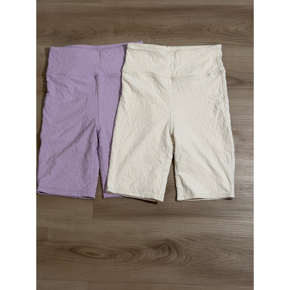 Mono B Biker Shorts Purple White M Womens Jacquard‎ Leopard High Waist Bundle